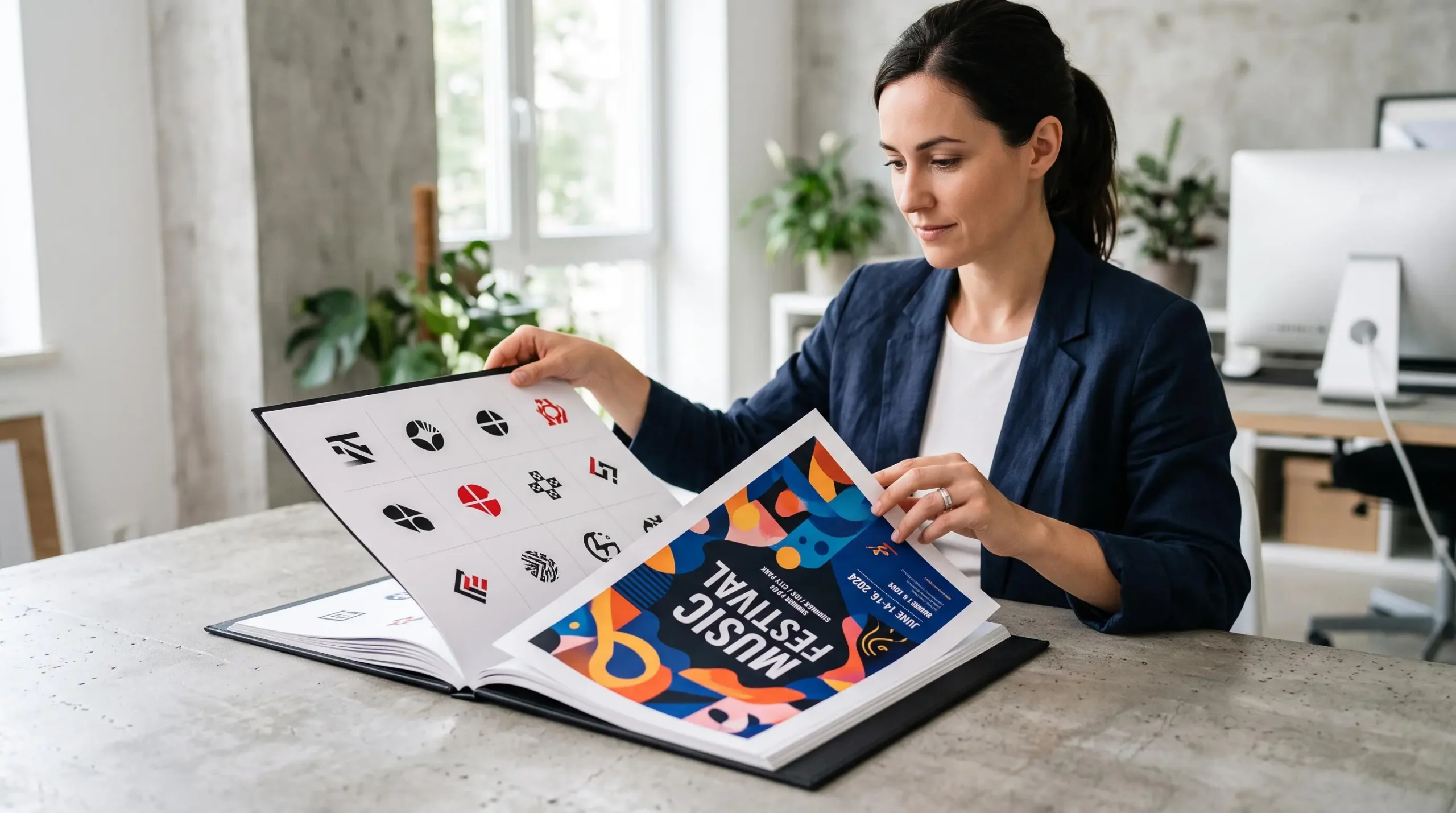 Portfolio professionnel de design graphique présentant une sélection variée de travaux créatifs incluant logos, affiches et compositions typographiques